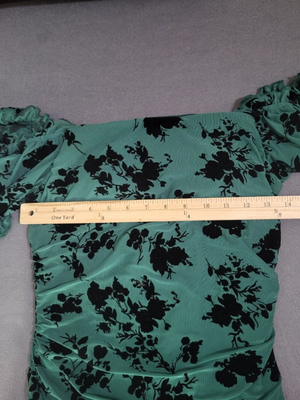 Dear Moon 11 Mini Ruched Emeral Green Black Velvet Mini Dress Whimsigoth Fairy - Picture 5 of 8